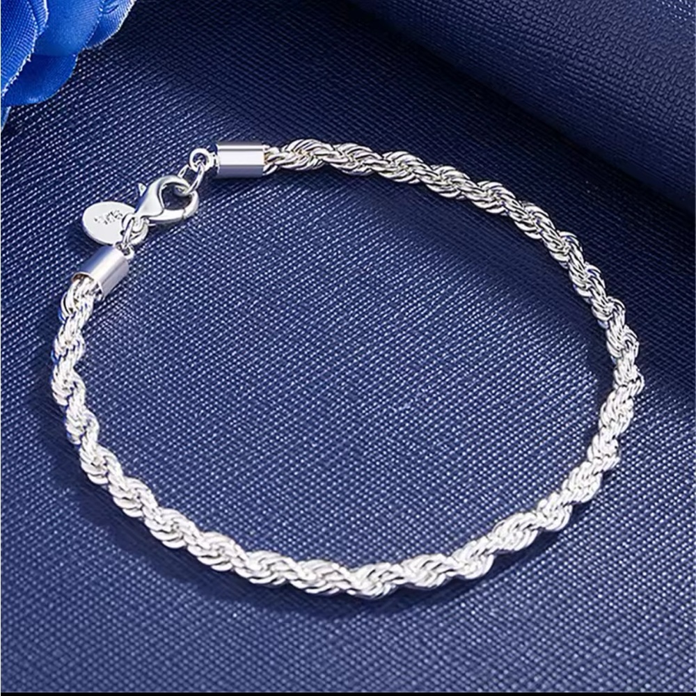 Sterling Silver Twist Rope Bracelet